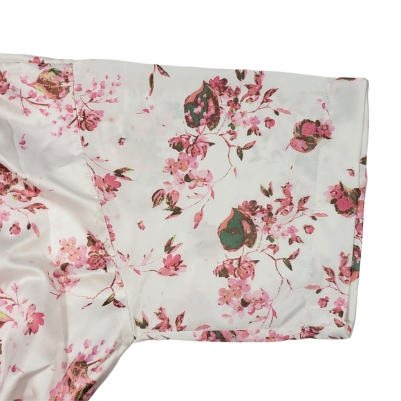 Icing Bridal Bar Pink Floral Dressing Robe Size S/M Satin Kimono Lingerie Belted - Picture 6 of 12